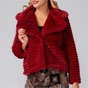 Joseph Ribkoff Rich Red Teddy Jacket